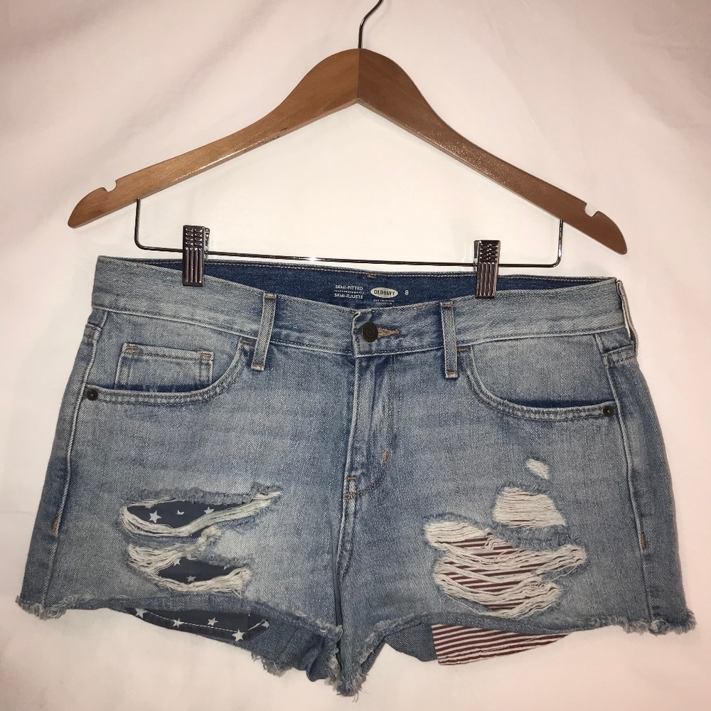 Distressed Boyfriend Jean Shorts - Size 8